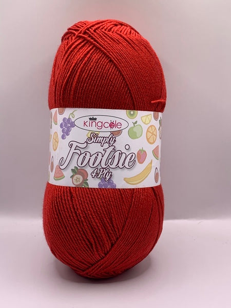 King Cole Simply Footsie 4 Ply Yarn 100g - Red Delicious 5224