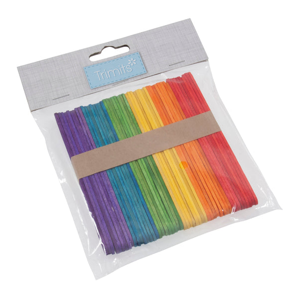 Wooden Lolly Sticks Coloured - Pack of 50 - CF162