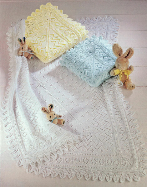Knitting Pattern Baby Shawls Sirdar Snuggly 3 Ply 4 Ply & DK - 3983