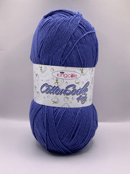 King Cole Cotton Socks 4 Ply Yarn 100g - Cobalt 4763