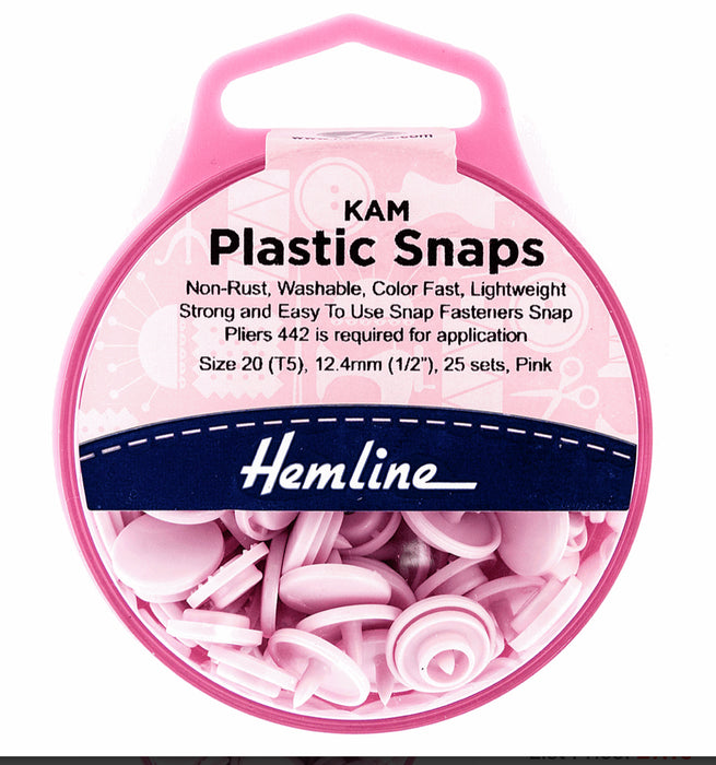 Hemline KAM Plastic Snaps Pink H443.PINK