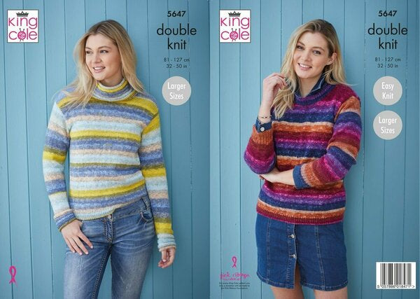 Knitting Pattern Ladies Sweaters King Cole Bramble DK - 5647