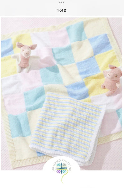 Knitting Pattern Baby Blankets Double Knitting - UKHKA 246