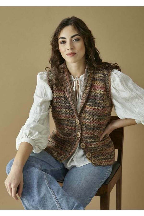 Knitting Pattern Ladies Cardigan and Waistcoat in King Cole Homespun Prism Aran 6468