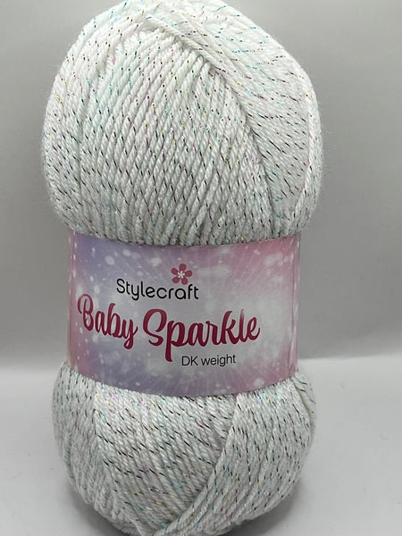 Stylecraft Baby Sparkle DK Baby Yarn 100g - White Sparkle 6105