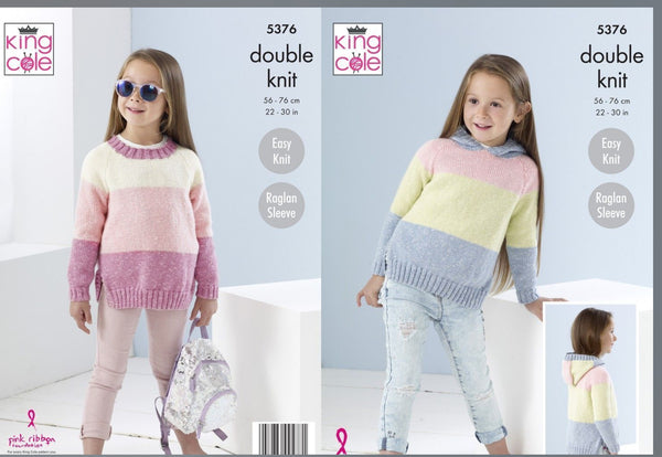 Knitting Pattern - Children's Sweaters - King Cole Cotton Top DK - 5376