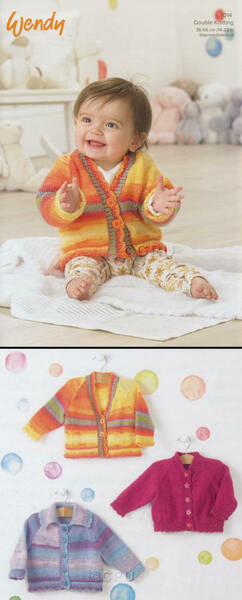 Knitting Pattern Baby Cardigans Wendy Giggles DK - 7014