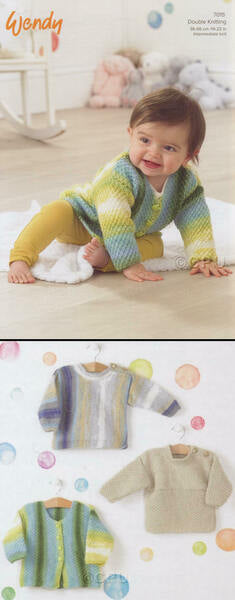 Knitting Pattern Baby Sweaters & Cardigan Wendy Giggles DK - 7015