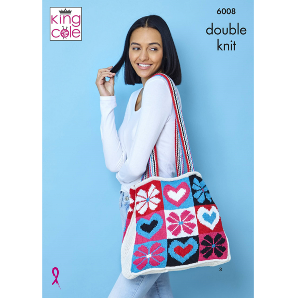 Knitting Pattern Lace Bag Flask bag & Patchwork Bag king Cole Recycled Dish Cloth Cotton DK - 6008