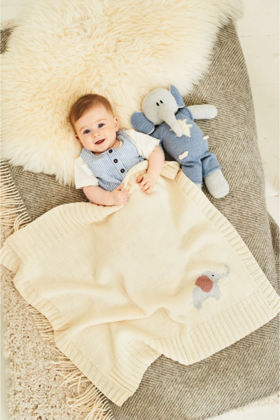 Knitting Pattern Adam & Astrid Elephant Toys & Blanket Stylecraft Bellissima & Bambino DK - 9854