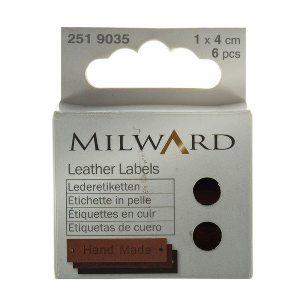 Milward Leather Labels 1cm x 4cm - Pack of 6 - 2519035