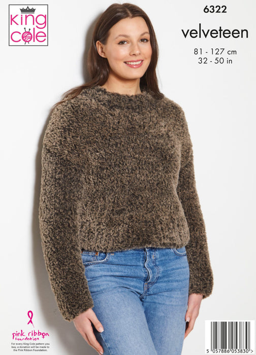 Knitting Pattern Sweaters Knitted in King Cole Velveteen 6322