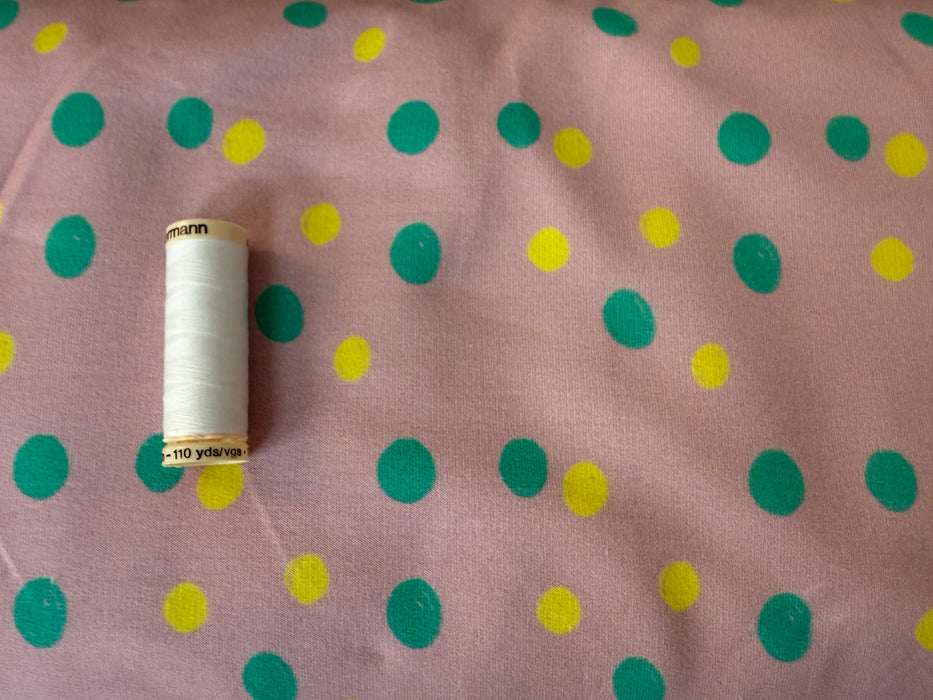 Editex French Terry Fabric 160cm x HALF METRE - Pink Dots 0200414
