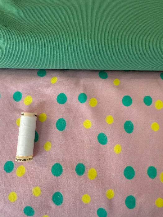 Editex French Terry Fabric 160cm x HALF METRE - Pink Dots 0200414