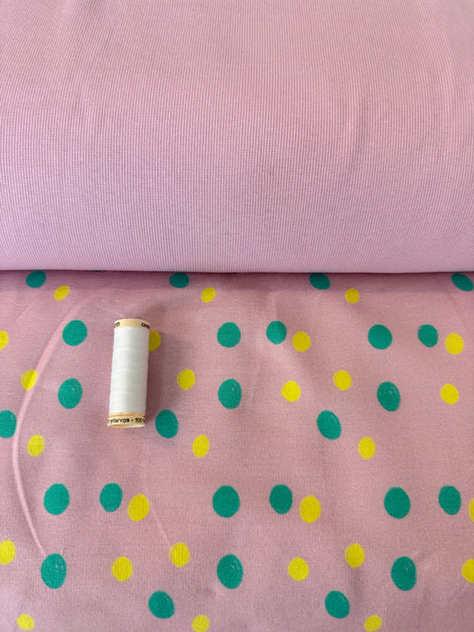 Editex French Terry Fabric 160cm x HALF METRE - Pink Dots 0200414