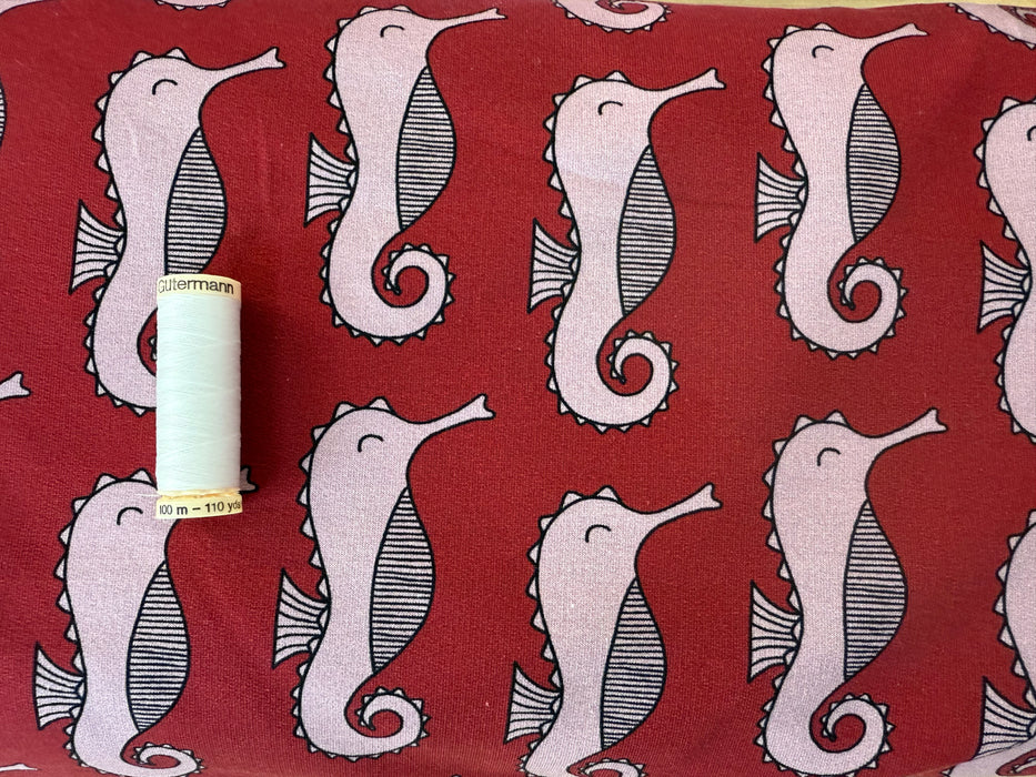 Editex French Terry Fabric 160cm PER HALF METRE Seahorses 0201416