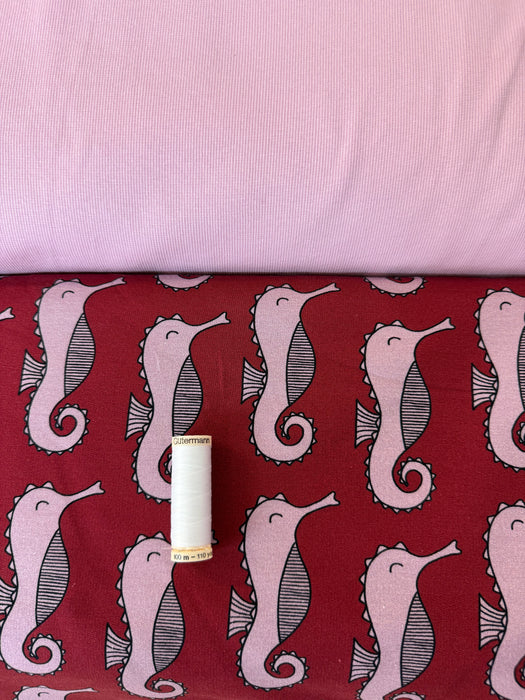 Editex French Terry Fabric 160cm PER HALF METRE Seahorses 0201416