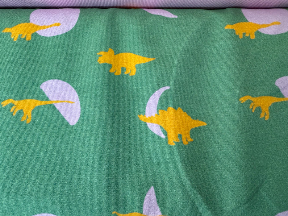 Editex French Terry Fabric 160cm x HALF METRE - Dino World Green 0206267