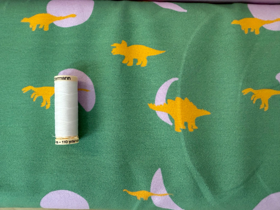 Editex French Terry Fabric 160cm x HALF METRE - Dino World Green 0206267
