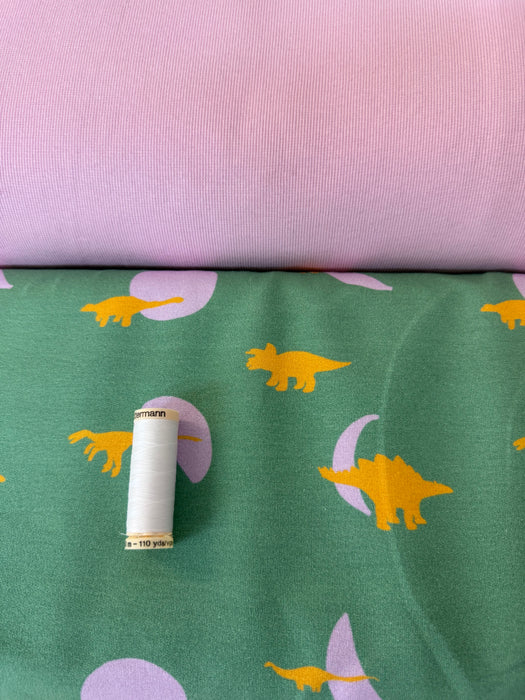 Editex French Terry Fabric 160cm x HALF METRE - Dino World Green 0206267