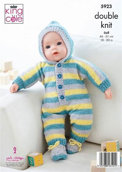 Knitting Pattern Dolls Clothes King Cole Double Knit - 5923