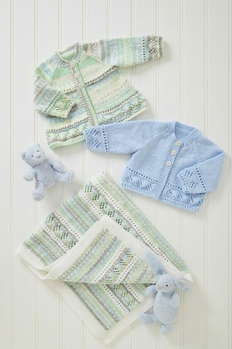 Knitting Pattern Baby Jacket, Cardigan & Blanket Knitted in King Cole Cherish & Cherished DK 6288