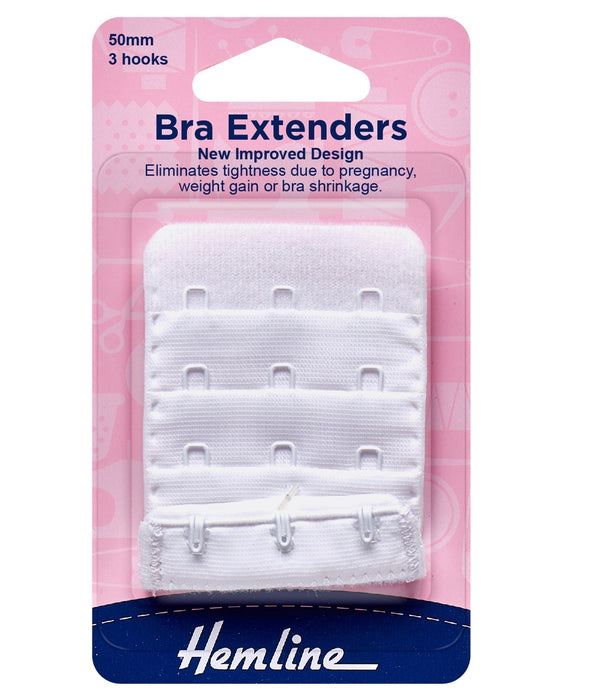 Hemline Bra Extenders 3 Hooks 50mm White H771.50.W