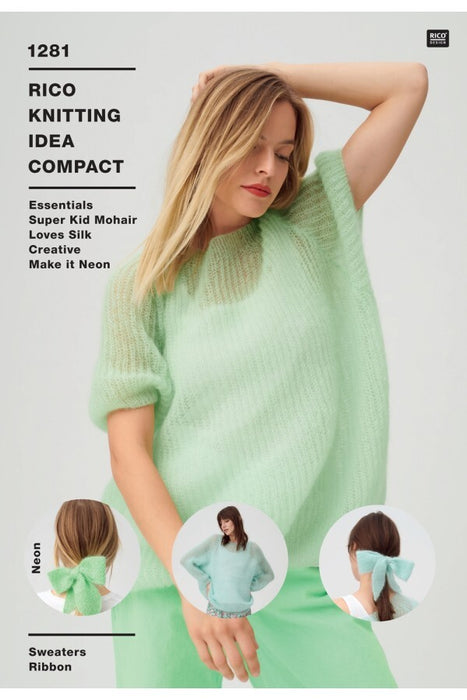 Knitting Pattern Sweater & Bow in Rico Essentials Super Kid Loves Silk & Creative Make It Neon 1281