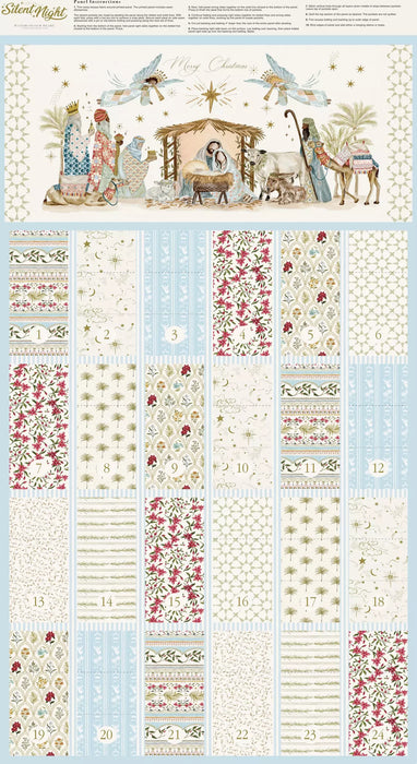 Moda Silent Night Advent Panel Watercolour Heart 40058