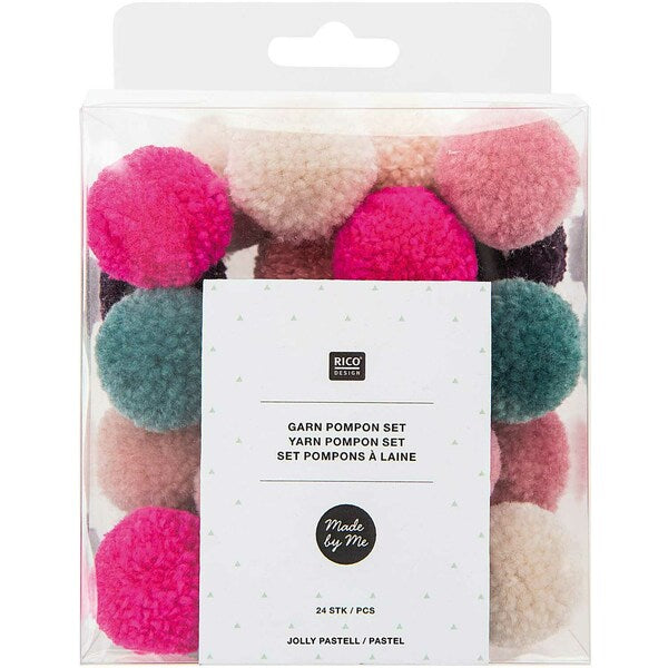 Rico Yarn Pompon Set 24 Pieces - Jolly Christmas Pastel 44