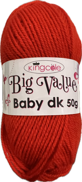 King Cole Big Value Baby DK Baby Yarn 50g - Fire Engine 4076 Mhd
