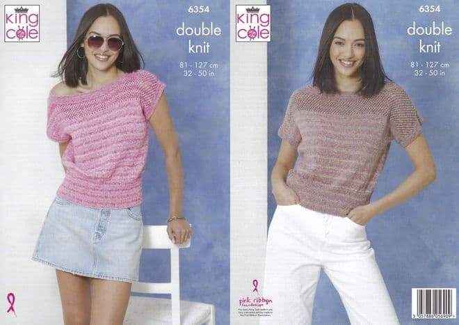 Knitting Pattern Ladies Tops Knitted in King Cole Jamboree DK 6354