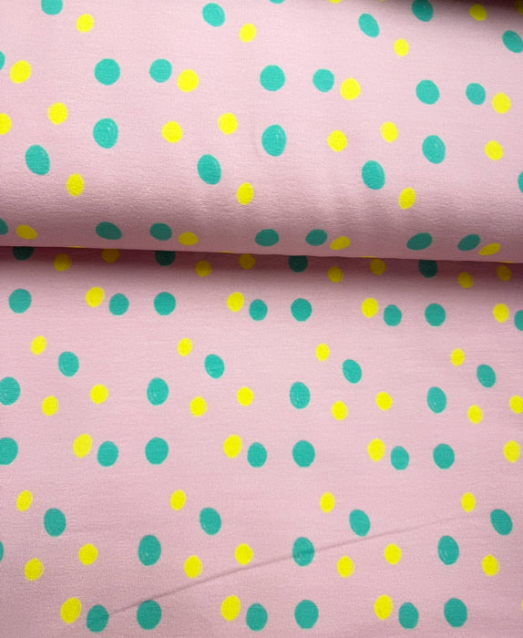 Editex French Terry Fabric 160cm x HALF METRE - Pink Dots 0200414