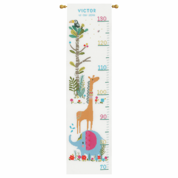 Vervaco Counted Cross Stitch Kit Jungle Animal Fun Height Chart - PN-0179362