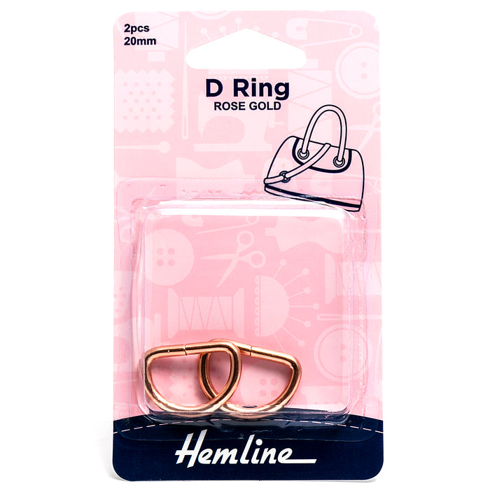 Hemline D-Rings 20mm Rose Gold 2 Pcs. H4516.20.RG