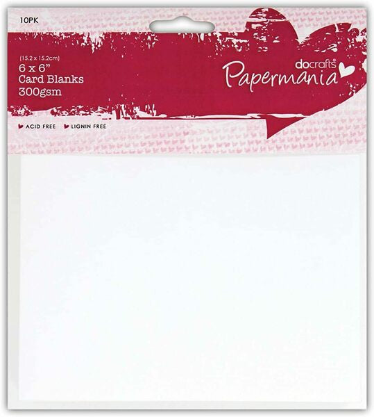 Docrafts Papermania Card Blanks 6” x 6”  (15.2 x 15.2 cm) 300gsm White 10 PK - PMA 151603