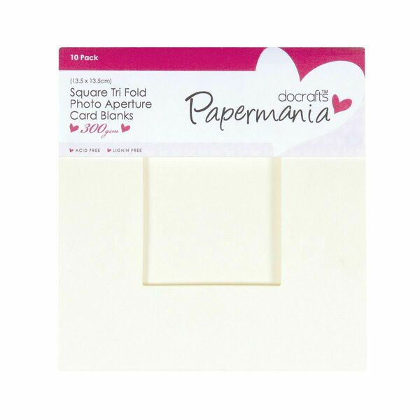 Docrafts Papermania Square Aperture Tri Fold Card Blanks & Envelopes 13.5 x 13.5cm Cream - PMA 15028