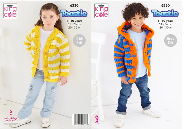 Knitting Pattern Cardigan & Hoodie King Cole Toastie - 6230