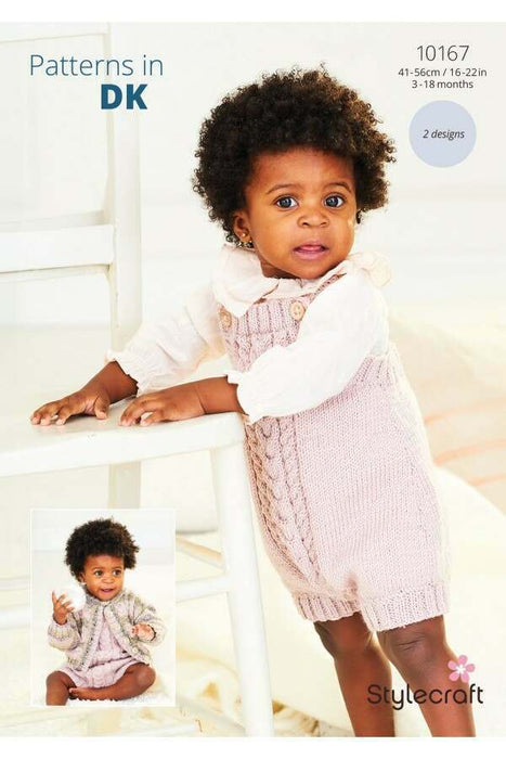 Knitting Pattern Baby (3-18months) Dungarees & Cardigan in Stylecraft Soft Baby Easy Stripes DK (Leaflet) 10167