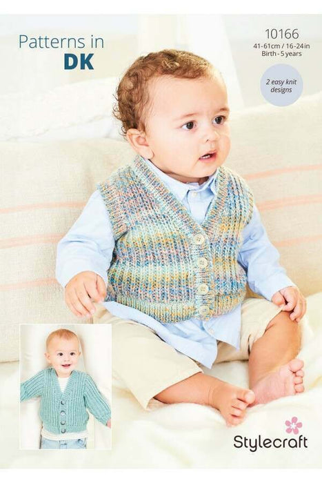 Knitting Pattern Baby (Birth-5 years) Cardigan & Waistcoat in Stylecraft Soft Baby Easy Stripes DK & Bambino DK (Leaflet) 10166