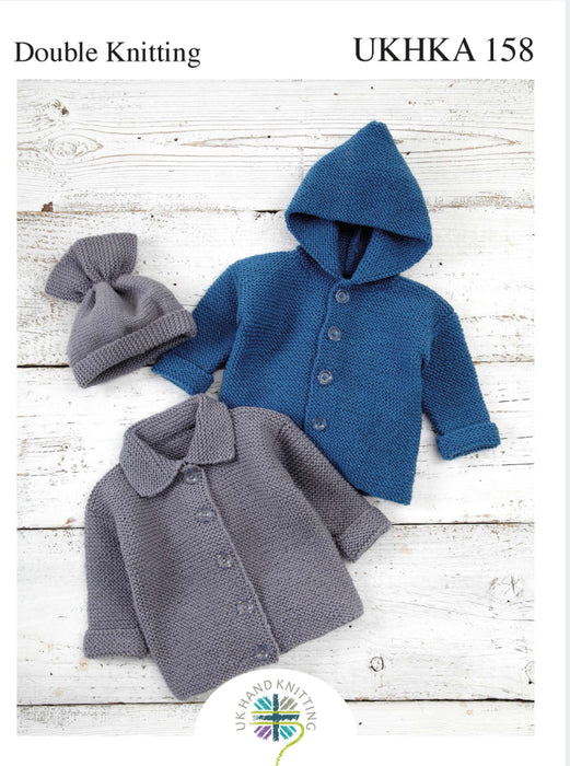 Knitting Pattern Baby Jackets & Hat in Double Knitting UKHKA 158