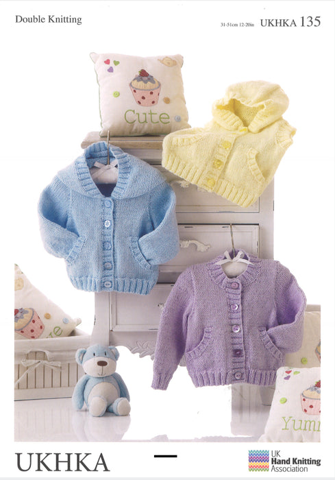 Knitting Pattern Baby Jackets & Waistcoat Prem - 12m in Double Knitting UKHKA 135