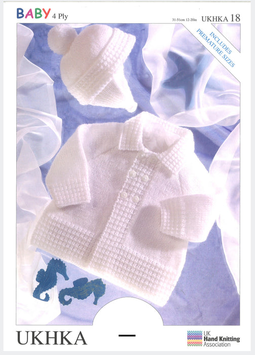 Knitting Pattern Baby Matinee Coat & Helmet Prem - 12m in 4 Ply UKHKA 18