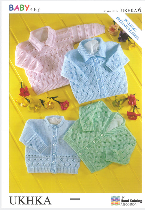 Knitting Pattern Baby Cardigans & Sweater Prem - 2yrs in 4 Ply UKHKA 6