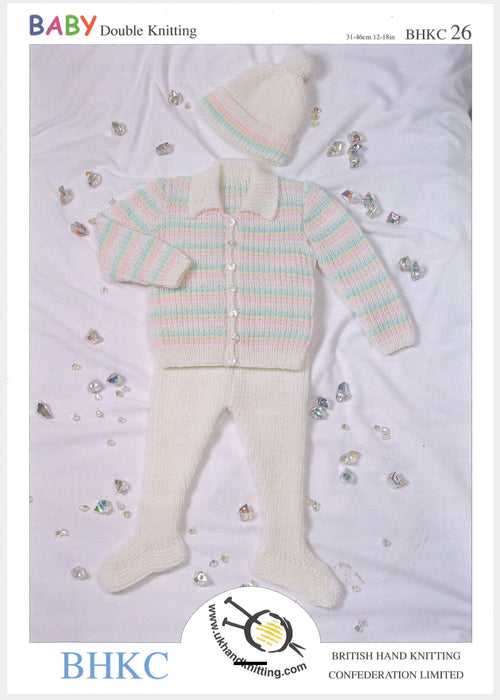 Knitting Pattern Baby Coat, Leggings & Hat Prem - 6m in Double Knitting UKHKA / BHKC 26