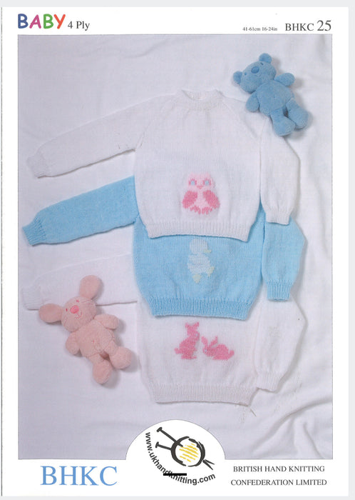 Knitting Pattern Embroidered Sweaters 16-24in in 4 Ply UKHKA / BHKC 25