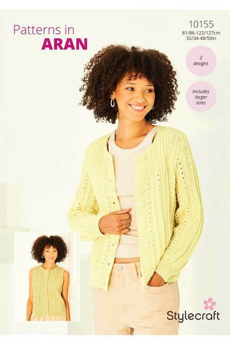 Knitting Pattern Ladies Cardigan & Waistcoat in Stylecraft Soft Aran 10155