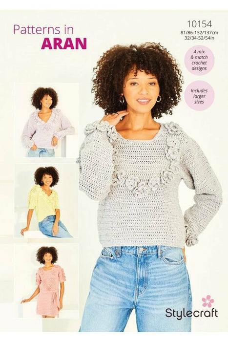 Crochet Pattern Ladies Sweaters in Stylecraft Soft Pastels Aran 10154