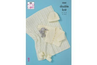 Knitting Pattern Babies Cardigan, Hat, Bootees & Blanket - King Cole Big Value Baby DK - 5563