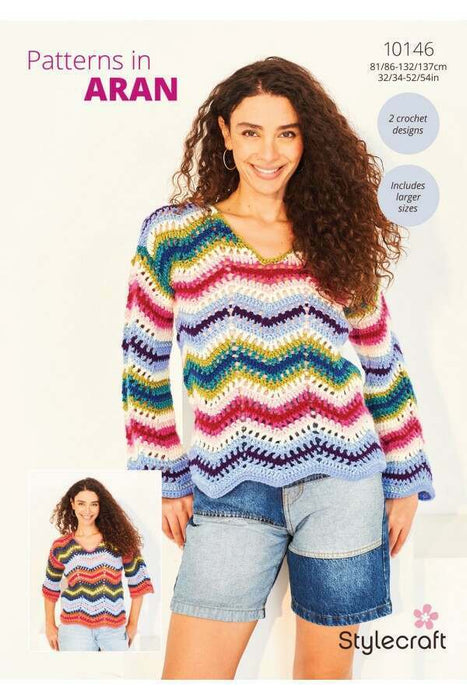 Crochet Pattern Ladies Sweaters in Stylecraft Aran 10146
